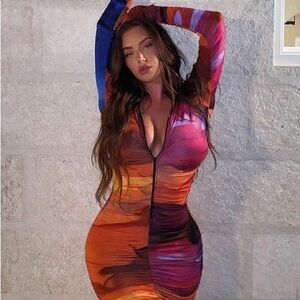 Ruched zip dress